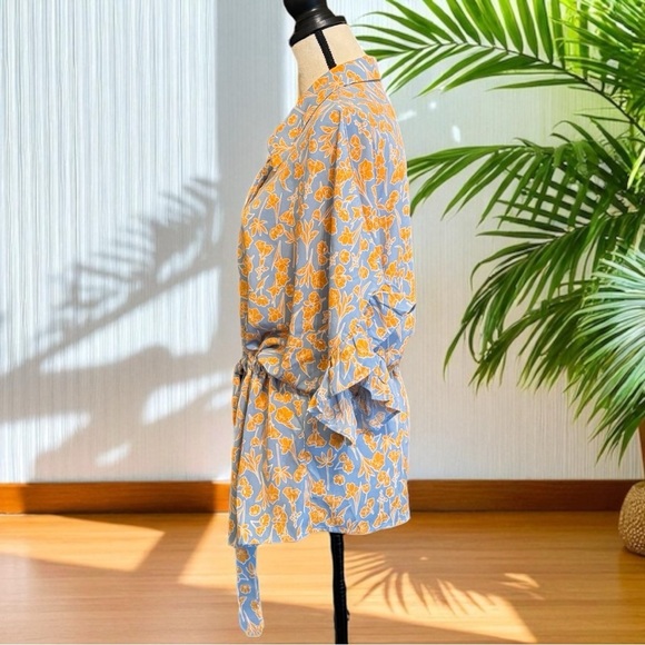 Bishop + Young Floral Tie Waist Button Front Top - XL - Picture 5 of 10